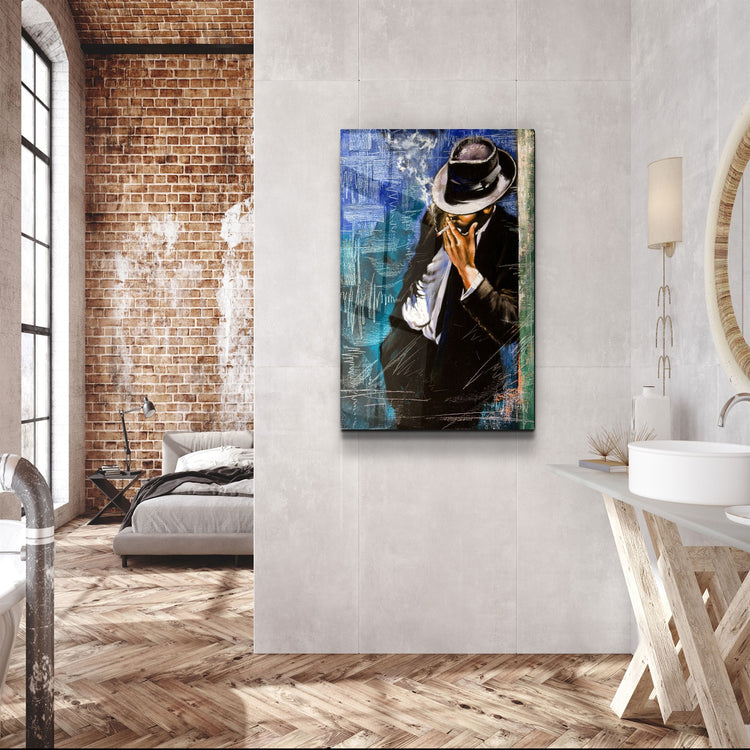 ・"Lonely Man"・Glass Wall Art | Artdesigna Glass Printing Wall Arts.