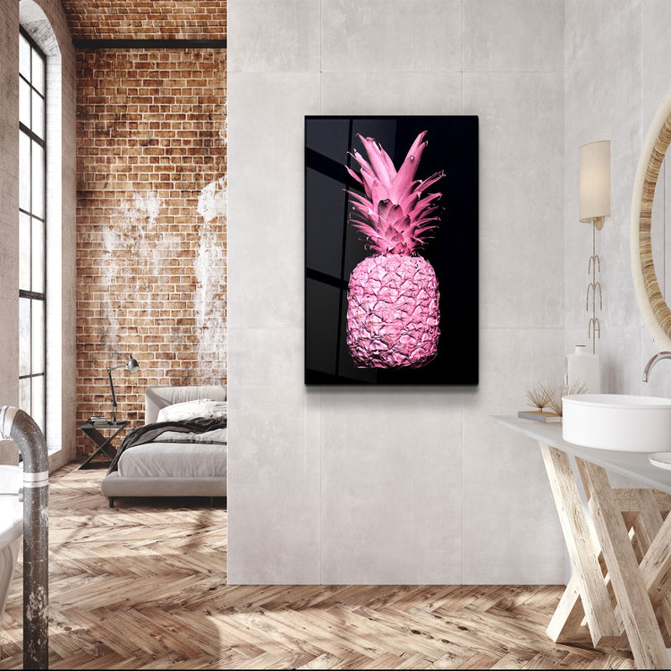 ・"Pink Pineapple V2"・Glass Wall Art | Artdesigna Glass Printing Wall Arts.