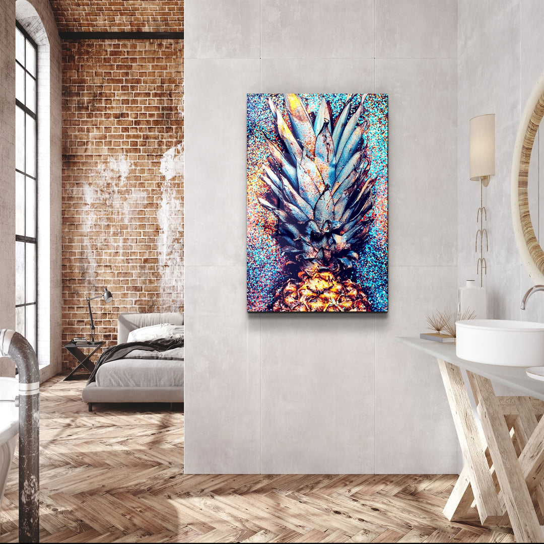 ・"Pineapple V2"・Glass Wall Art | Artdesigna Glass Printing Wall Arts.