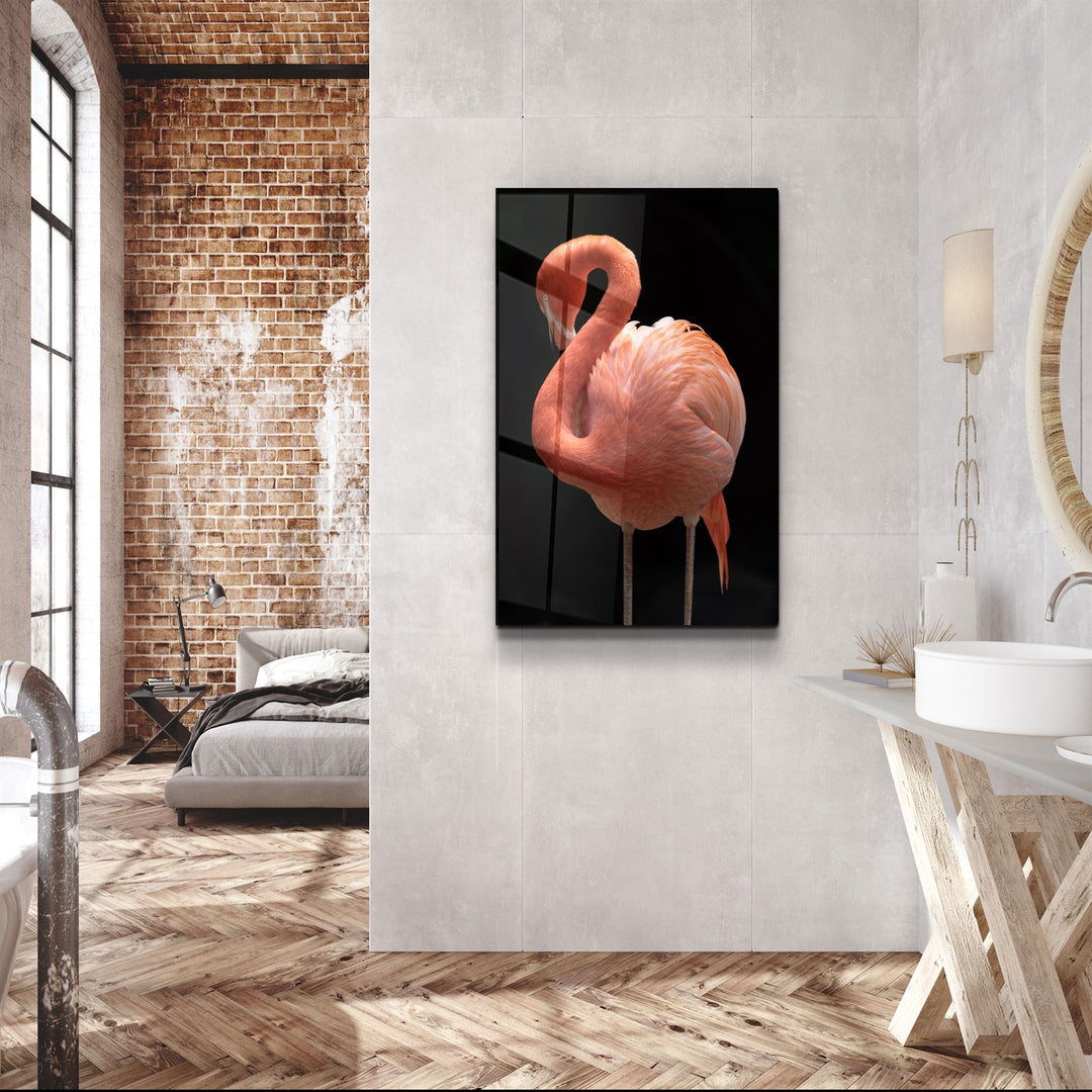 ・"Flamingo V2"・Glass Wall Art | Artdesigna Glass Printing Wall Arts.