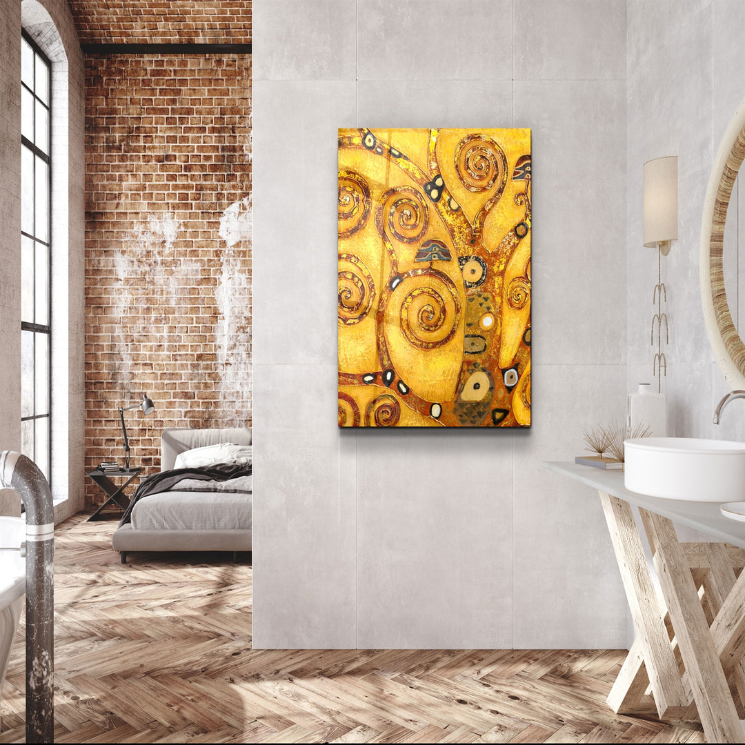 ・"Abstract Golden Tree"・Glass Wall Art | Artdesigna Glass Printing Wall Arts.