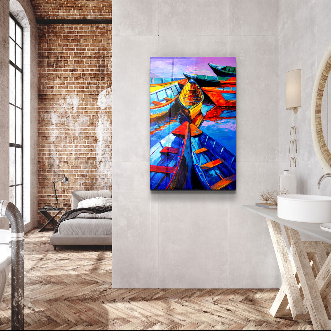 ・"Boats Meeting"・Glass Wall Art | Artdesigna Glass Printing Wall Arts.