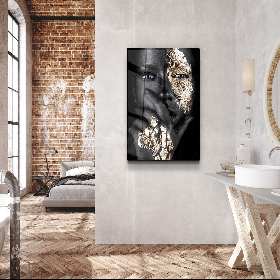 ・"Covering Face Woman Portrait"・Glass Wall Art | Artdesigna Glass Printing Wall Arts.