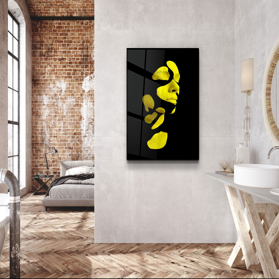 ・"Mysterious Yellow Face"・Glass Wall Art | Artdesigna Glass Printing Wall Arts.