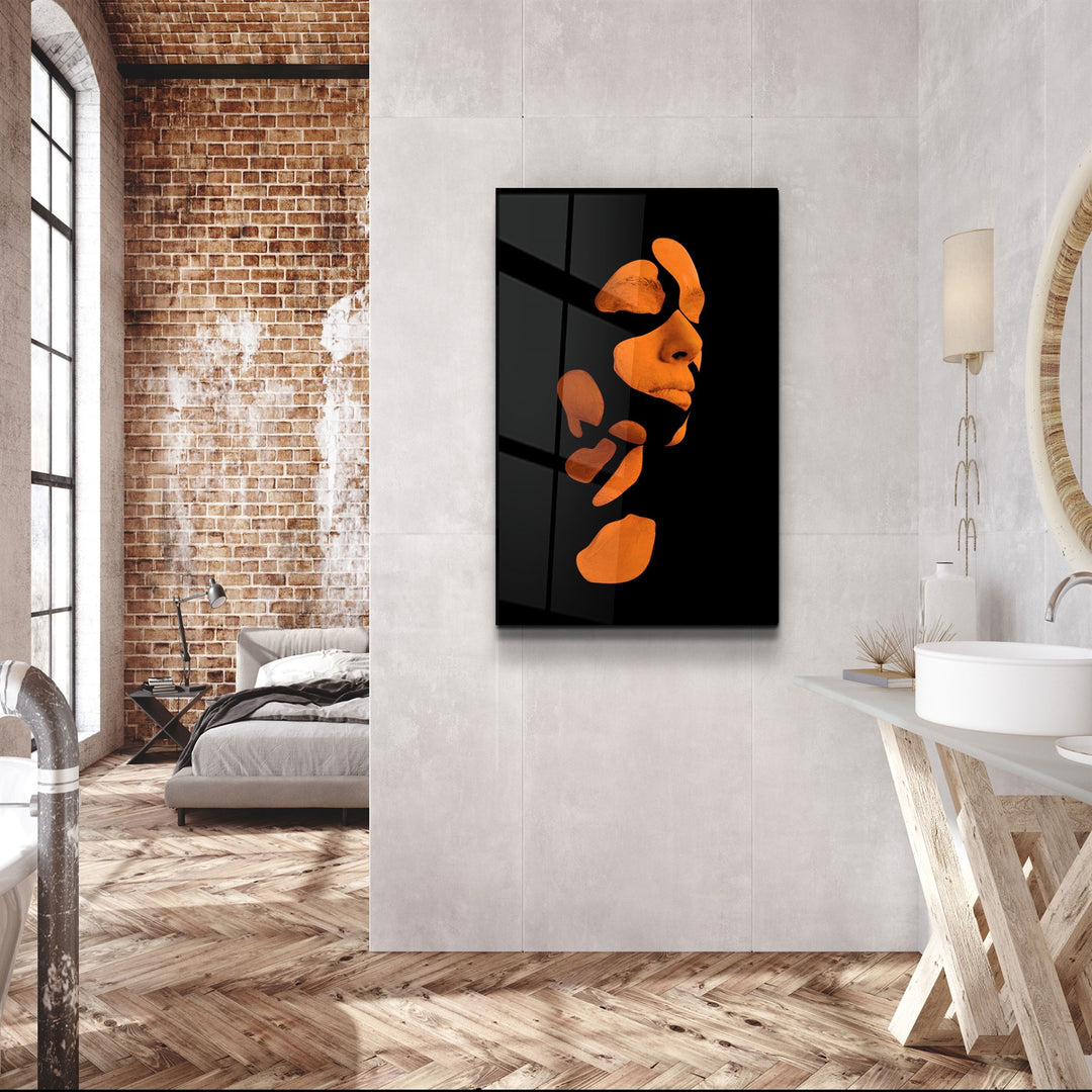 ・"Mysterious Orange Face"・Glass Wall Art | Artdesigna Glass Printing Wall Arts.