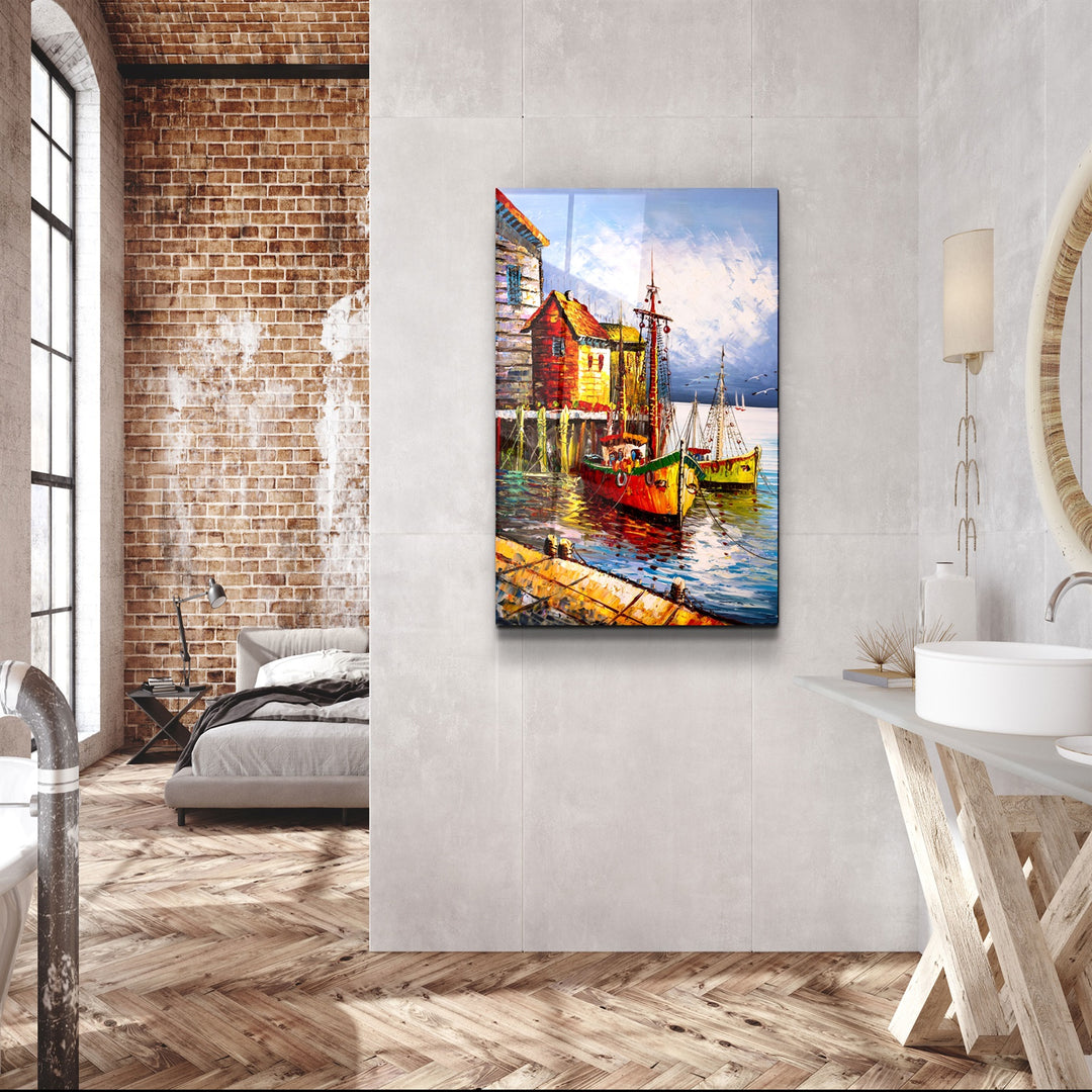 ・"Boats and Houses"・Glass Wall Art | Artdesigna Glass Printing Wall Arts.