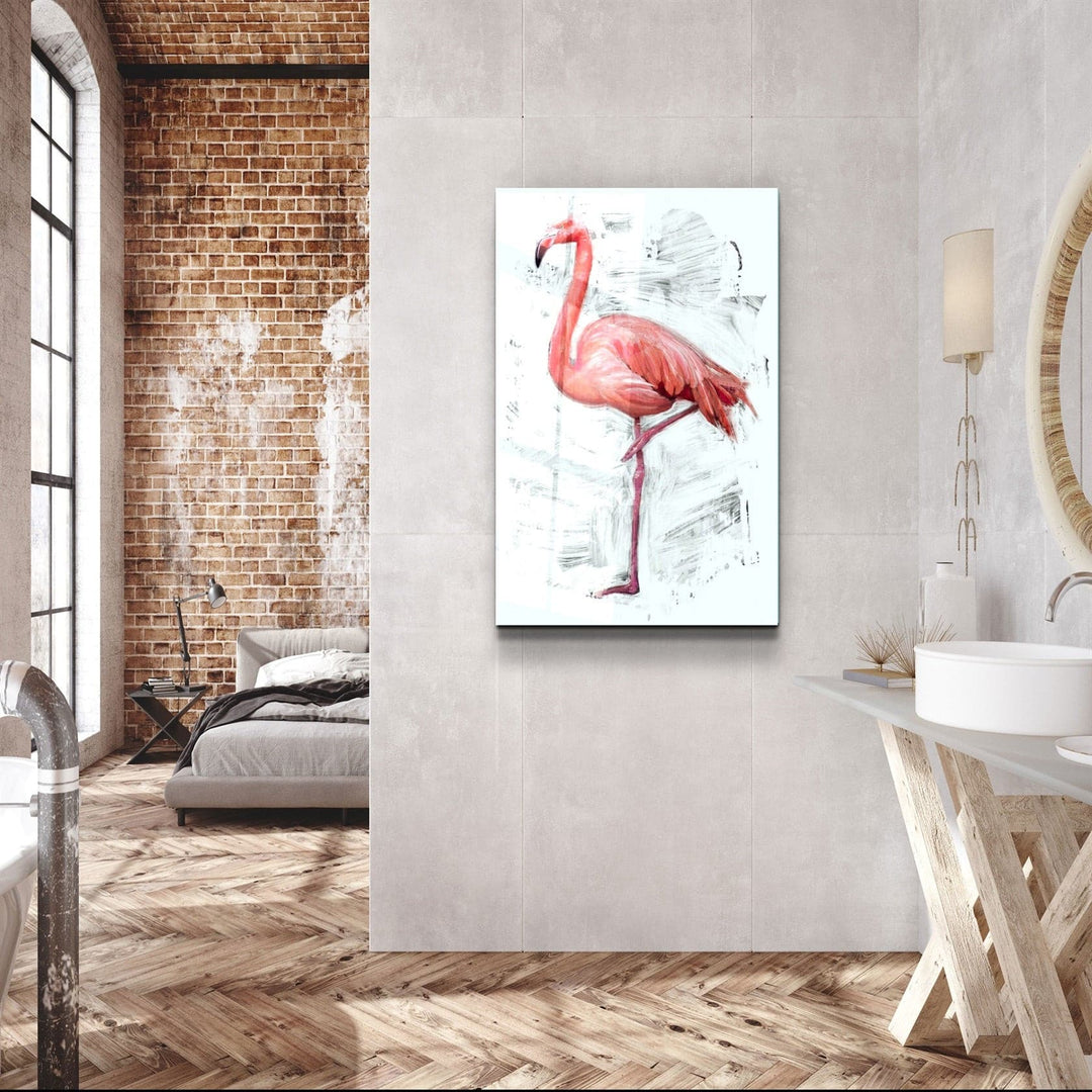 ・"Abstract Flamingo"・Glass Wall Art | Artdesigna Glass Printing Wall Arts.