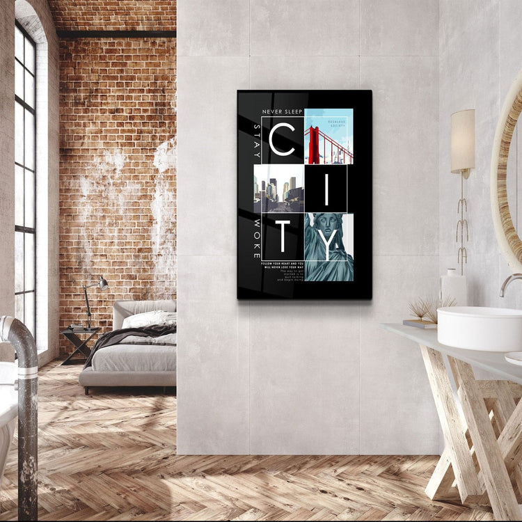 ・"City - Never Sleep"・Glass Wall Art | Artdesigna Glass Printing Wall Arts.