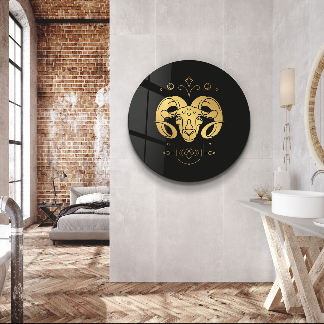 ・"Zodiac Signs - Aries"・Rounded Glass Wall Art