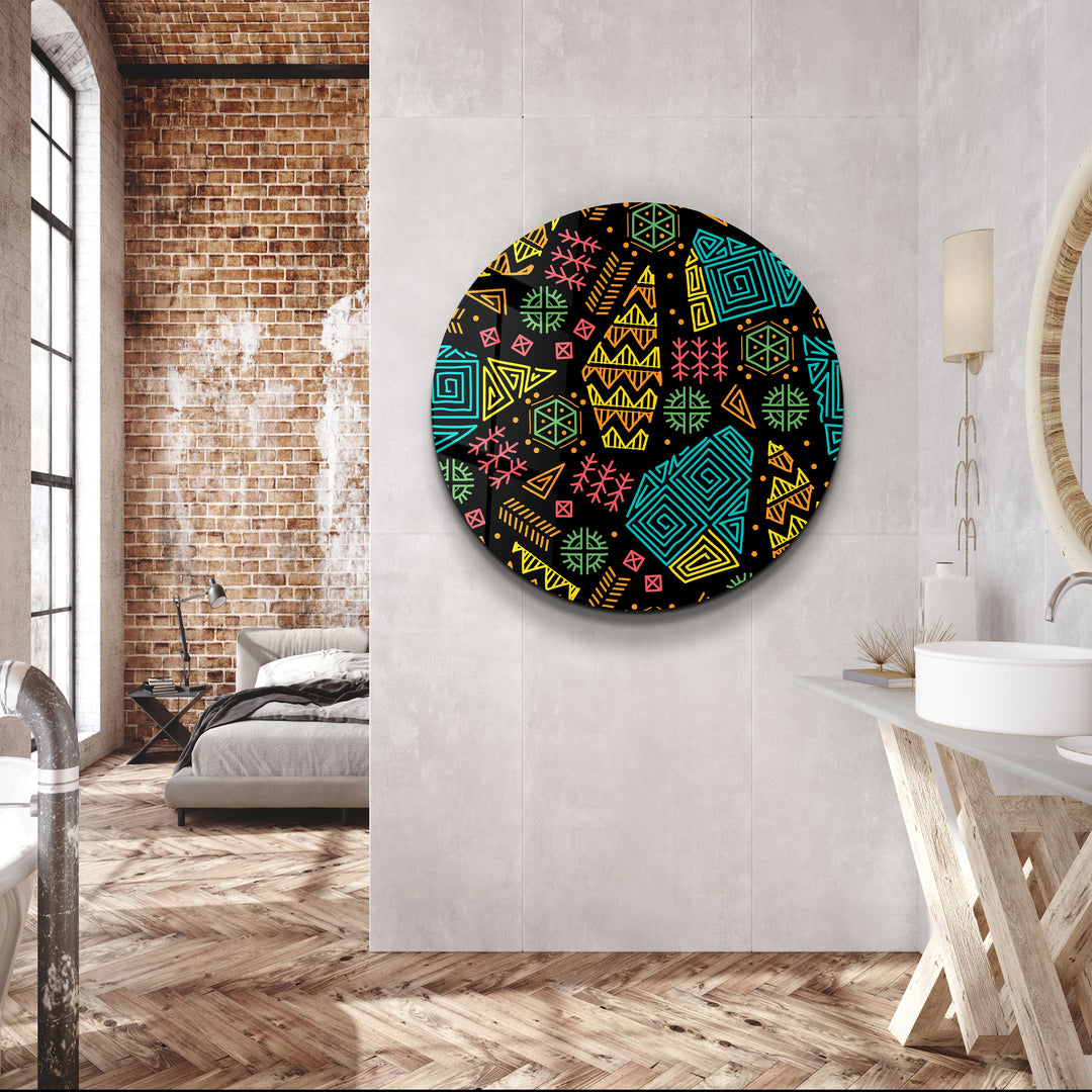 ・"Ethnica  2"・Rounded Glass Wall Art