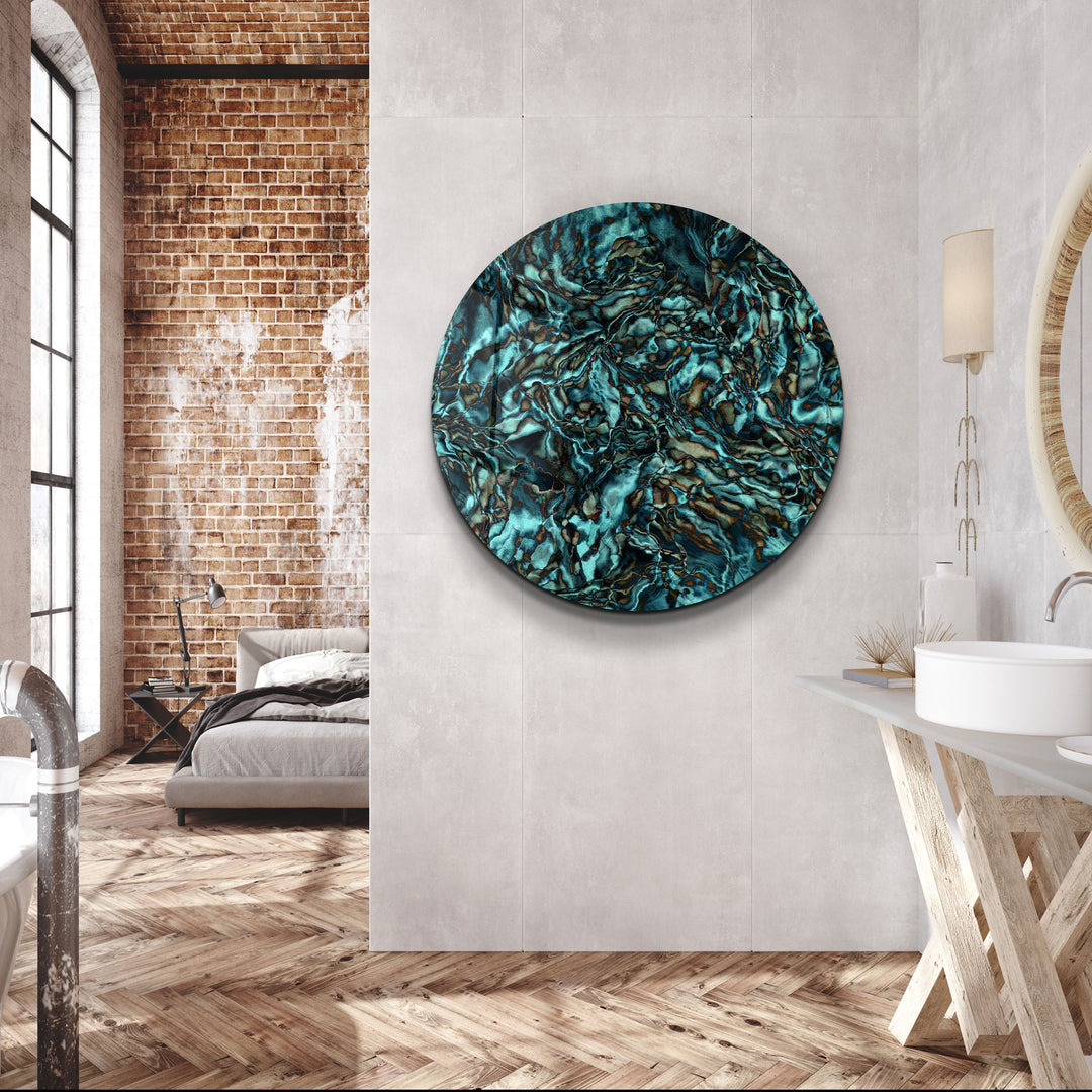 ・"Dark Sea"・Rounded Glass Wall Art