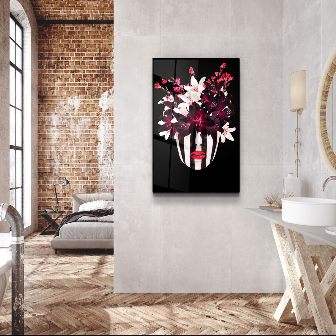 ・"Flower Pot"・Designer's Collection Glass Wall Art