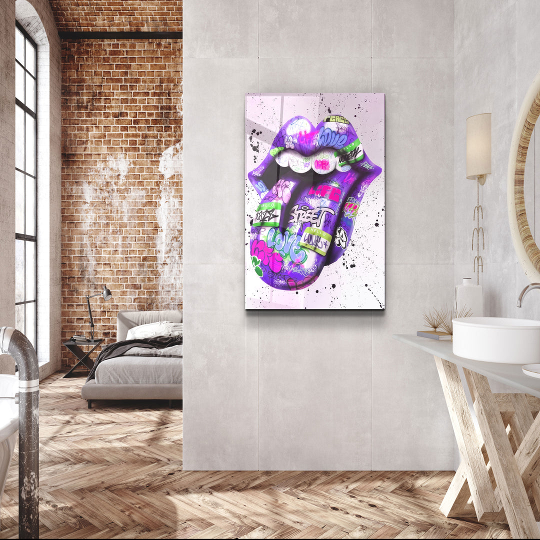 ・"Tongue - Purple"・Designer's Collection Glass Wall Art