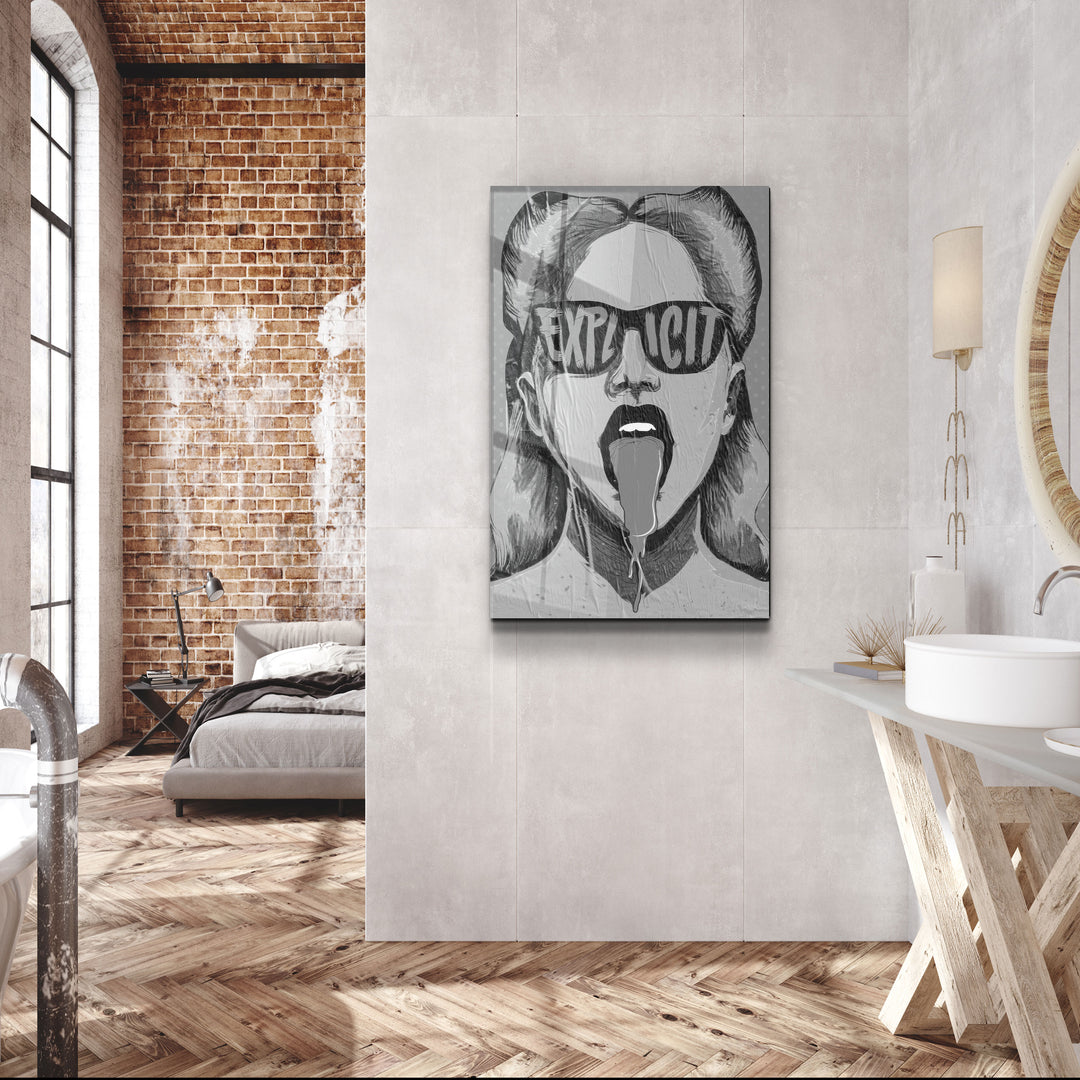 ・"Explicit - Gray"・Designer's Collection Glass Wall Art