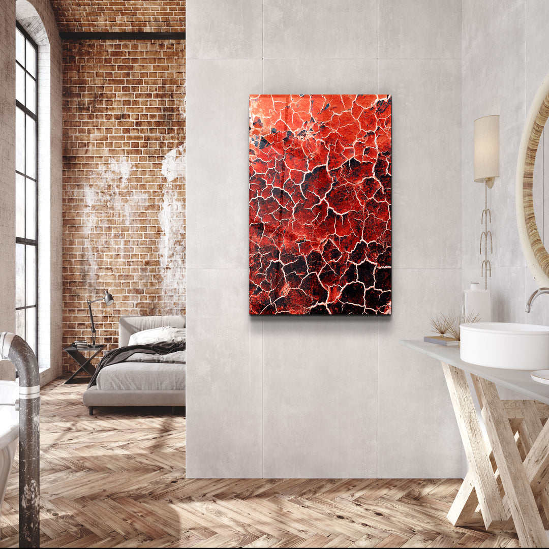 ・"Red Crack"・Designer's Collection Glass Wall Art