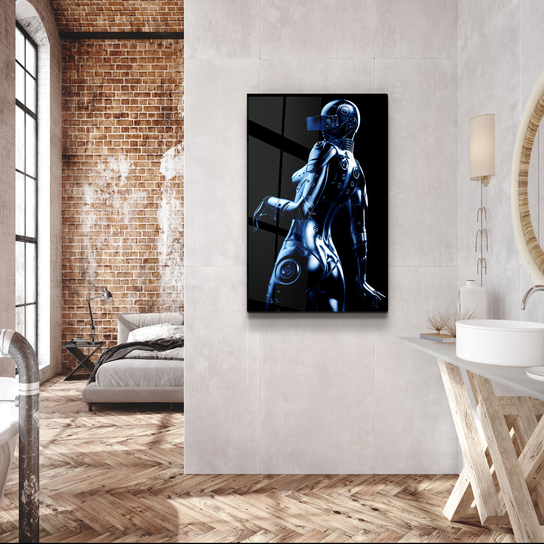 ・"Robo Girl Metalic Blue"・Designer's Collection Glass Wall Art