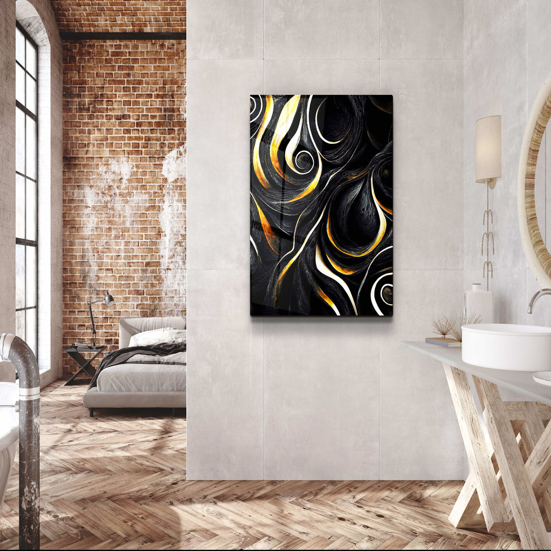 ・"Golden Black Wood"・Secret World Collection Glass Wall Art