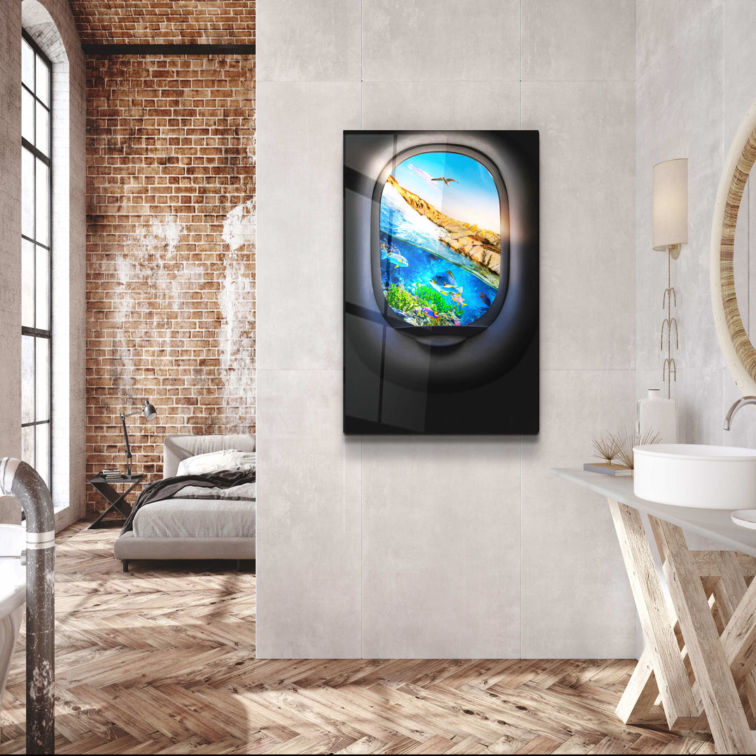 ・"Ocean Window"・Secret World Collection Glass Wall Art