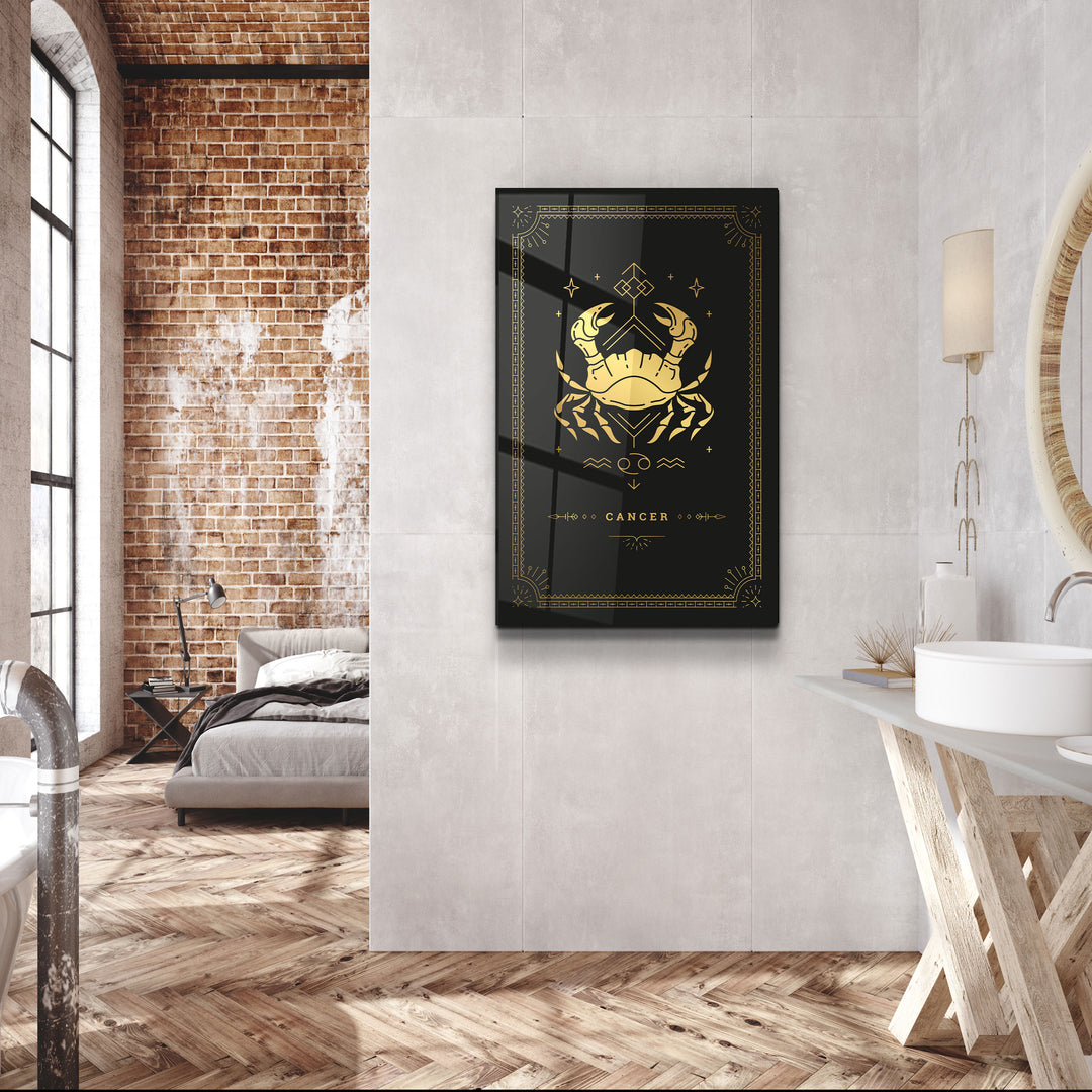 ・"CANCER"・Black Zodiac Collection Glass Wall Art