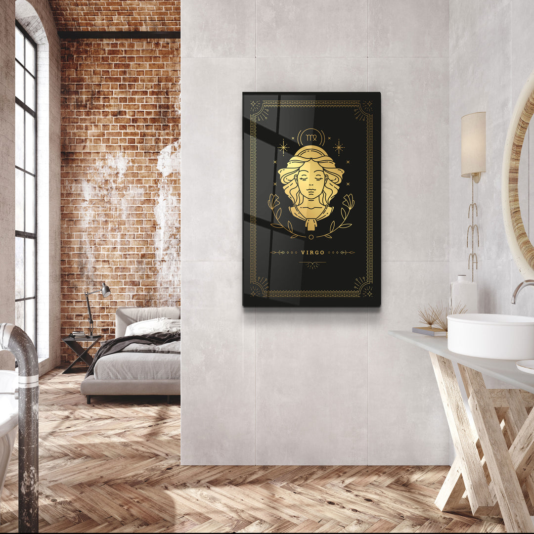 ・"VIRGO"・Black Zodiac Collection Glass Wall Art