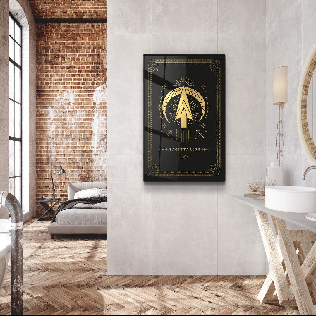 ・"SAGITTARIUS"・Black Zodiac Collection Glass Wall Art