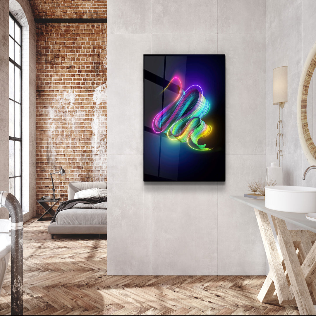 ・"Neon Brush Strokes"・Glass Wall Art