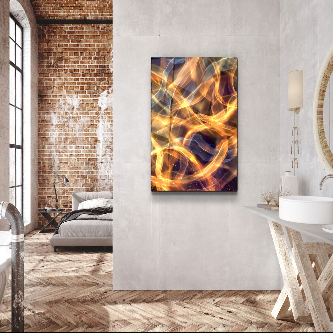 ・"Flame Brush Strokes V2"・Glass Wall Art