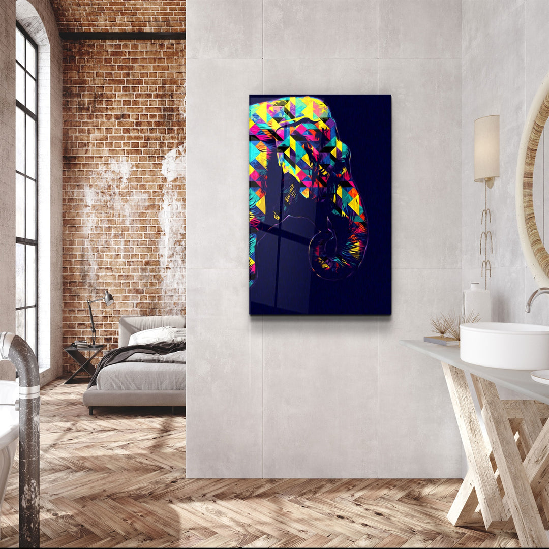 ・"Colormix Elephant Portrait"・Glass Wall Art | Artdesigna Glass Printing Wall Arts.