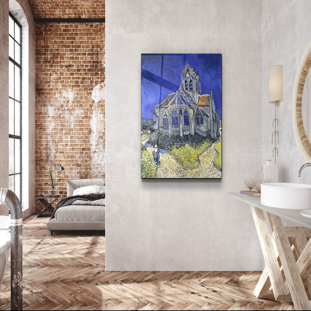 ・"Vincent van Gogh's The Church at Auvers (1890)"・Glass Wall Art | Artdesigna Glass Printing Wall Arts.