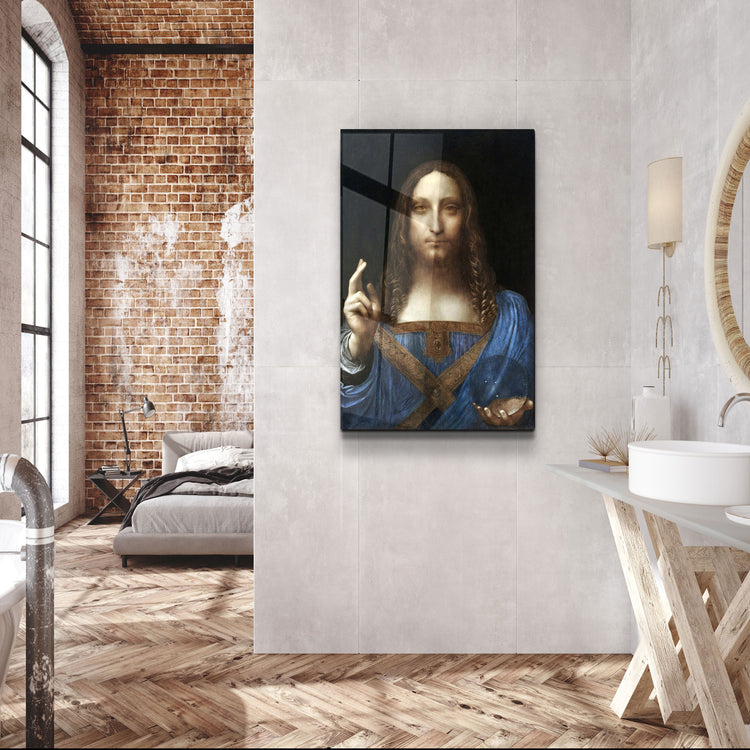 ・"Leonardo da Vinci's Salvator Mundi (circa 1500)"・Glass Wall Art | Artdesigna Glass Printing Wall Arts.