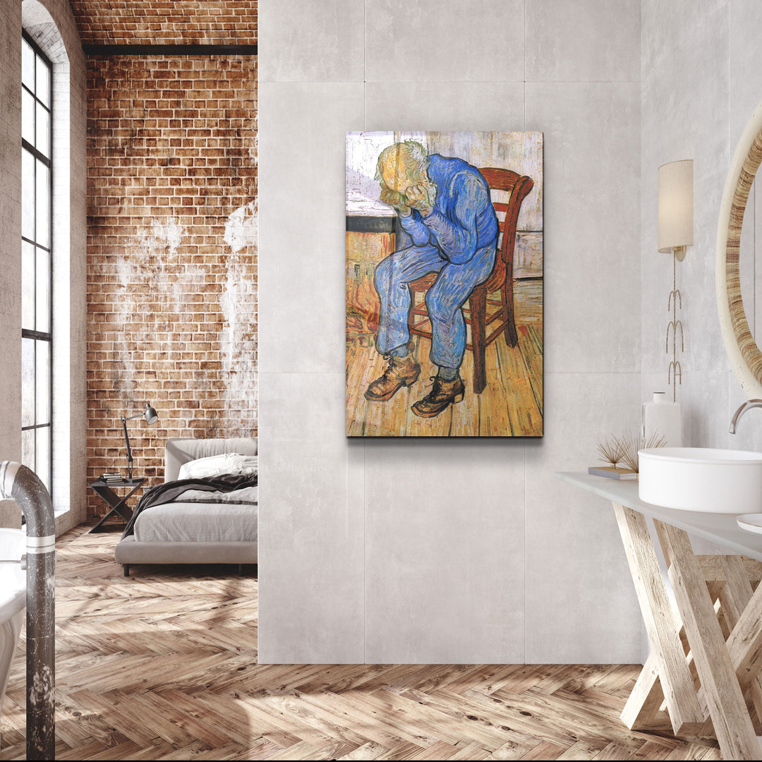 ・"Vincent van Gogh's At Eternity's Gate (1890)"・Glass Wall Art | Artdesigna Glass Printing Wall Arts.