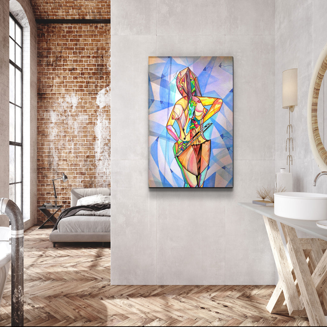 ・"One Body Cello And Human"・Glass Wall Art | Artdesigna Glass Printing Wall Arts.