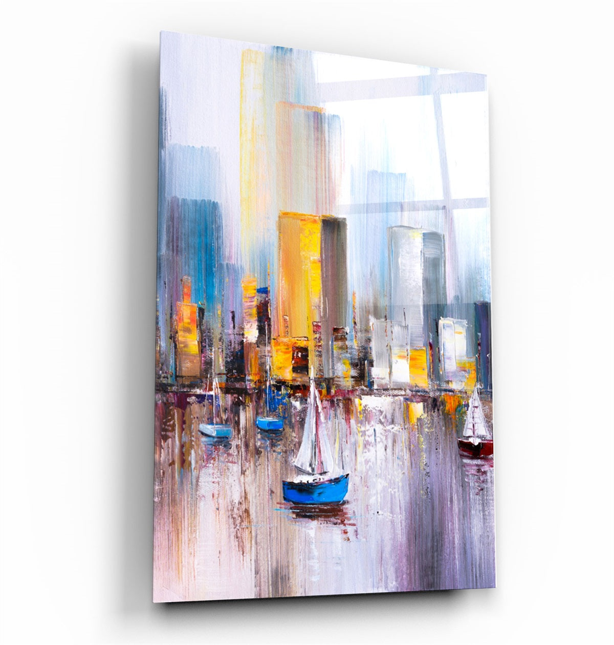 ・"Abstract Boats and Buildings"・Glass Wall Art | Artdesigna Glass Printing Wall Arts.