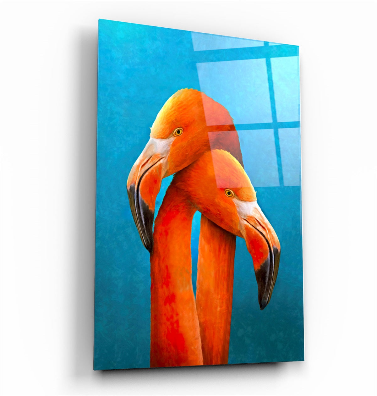 ・"Orange Flamingos"・Glass Wall Art | Artdesigna Glass Printing Wall Arts.