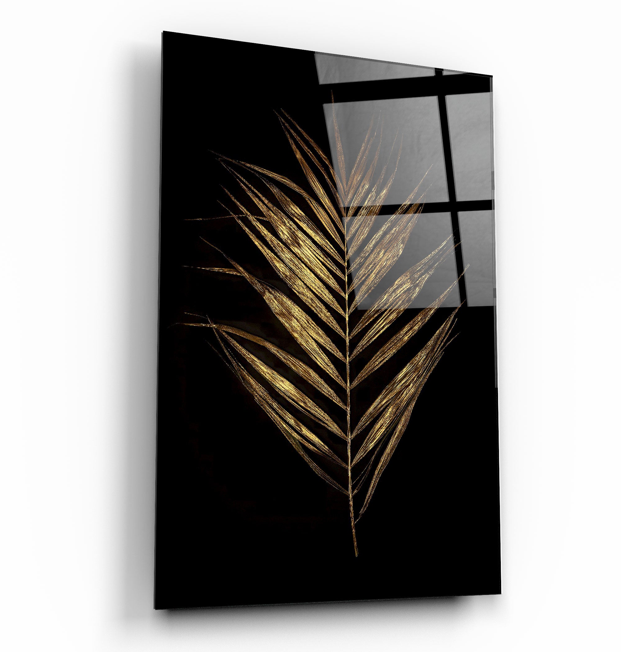 ・"Golden Leaves"・Glass Wall Art | Artdesigna Glass Printing Wall Arts.