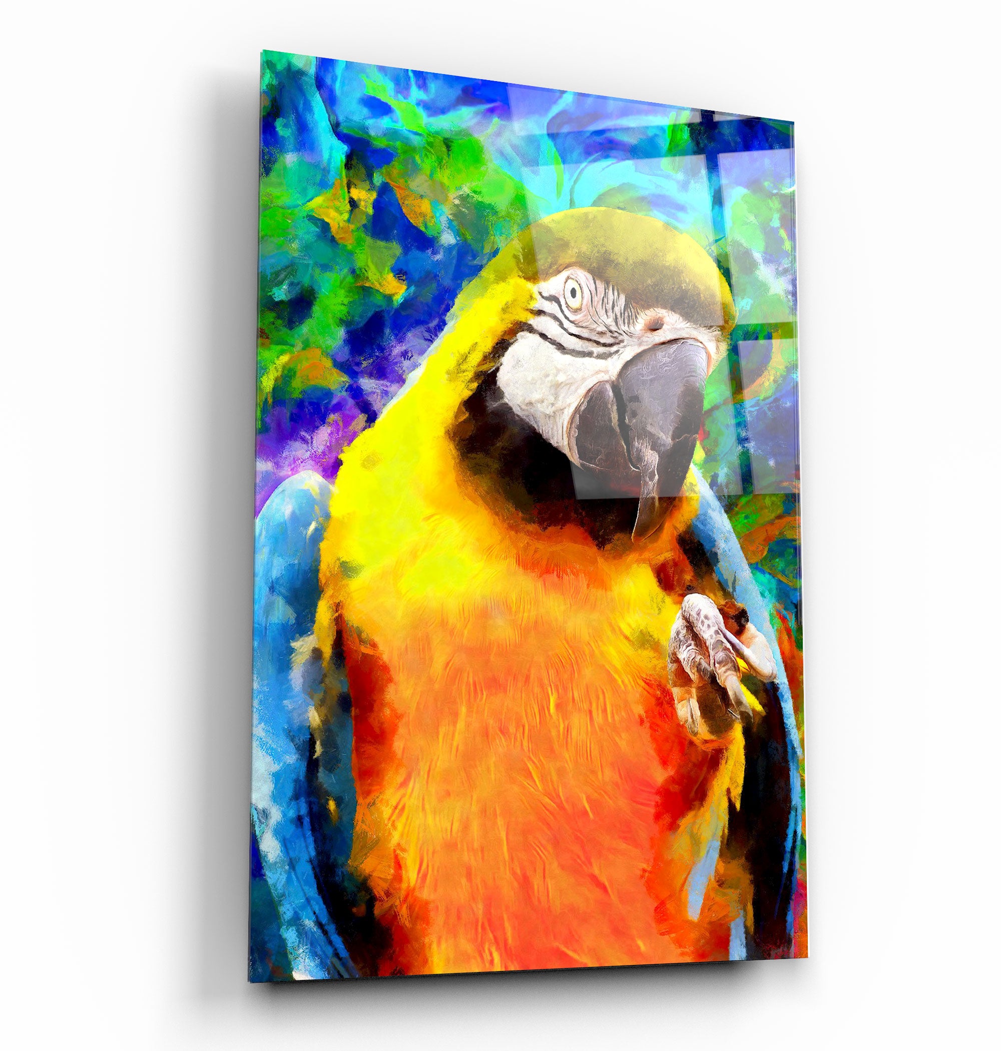 ・"Colorful Parrot"・Glass Wall Art | Artdesigna Glass Printing Wall Arts.