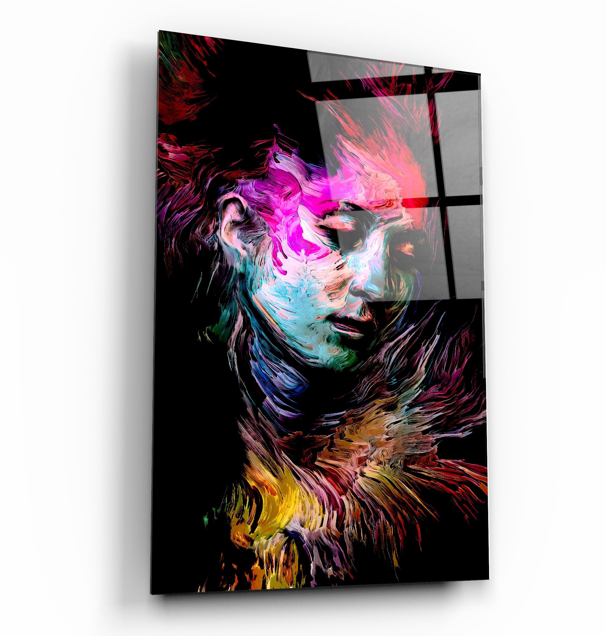 ・"Abstract Colorful Face"・Glass Wall Art | Artdesigna Glass Printing Wall Arts.