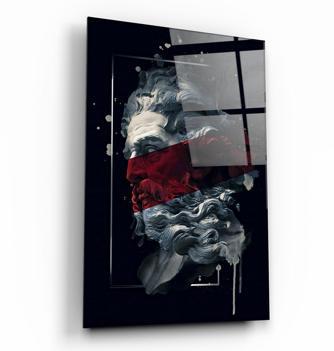 ・"Abstract Red Poseidon"・Glass Wall Art | Artdesigna Glass Printing Wall Arts.