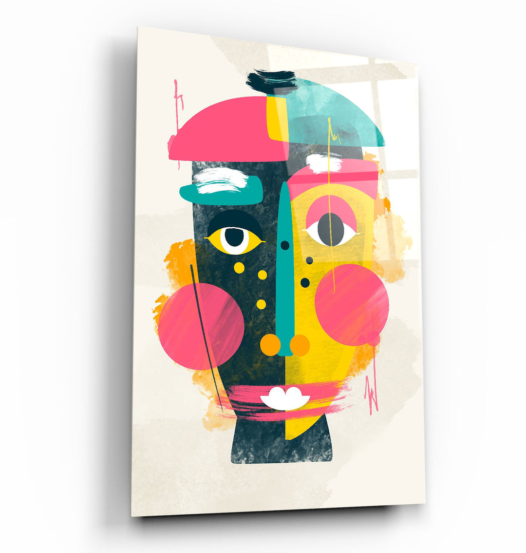 ・"Abstract Colorful Face V1"・Glass Wall Art | Artdesigna Glass Printing Wall Arts.