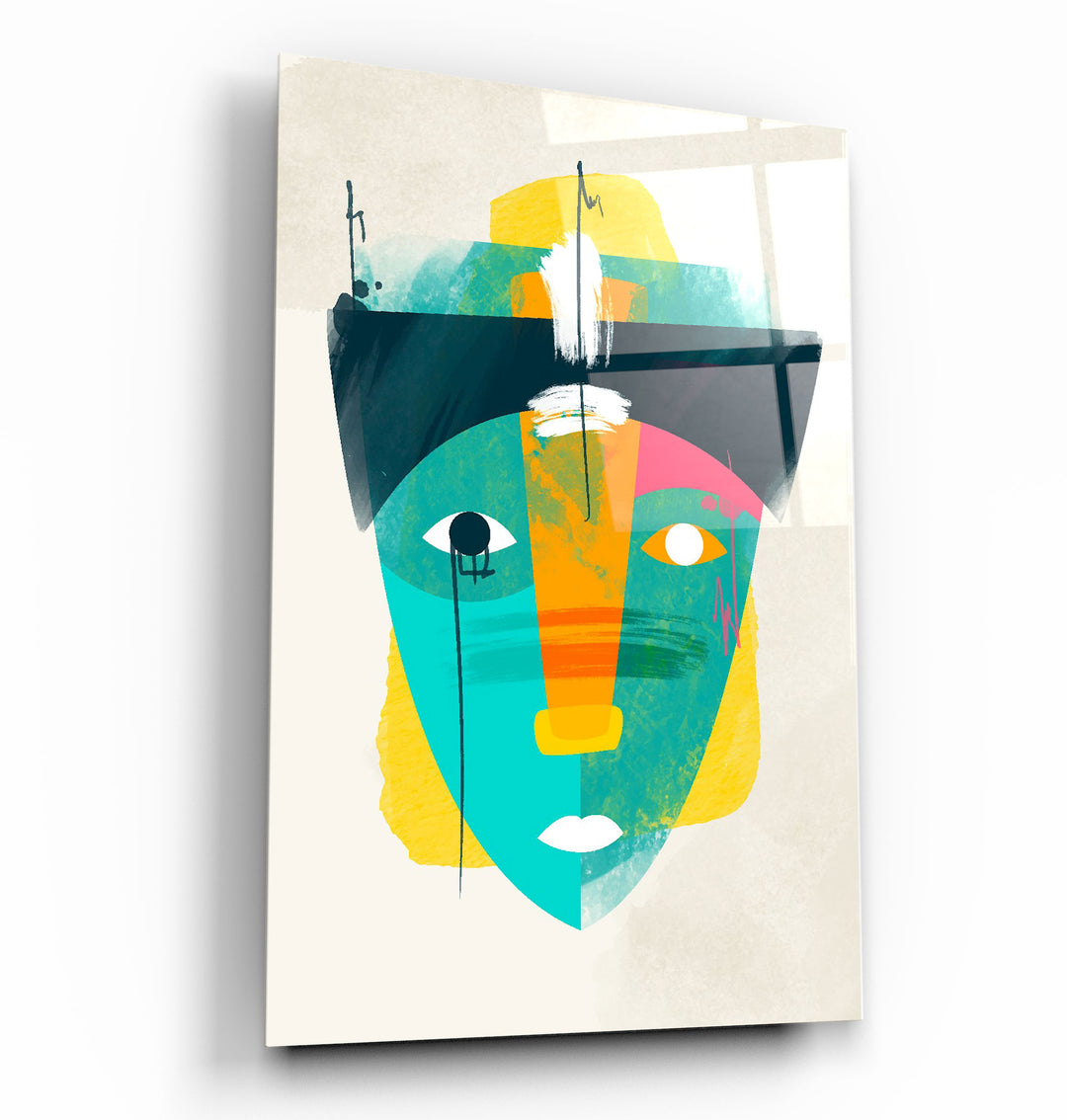 ・"Abstract Colorful Face V2"・Glass Wall Art | Artdesigna Glass Printing Wall Arts.