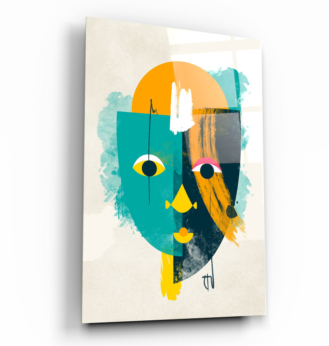 ・"Abstract Colorful Face V3"・Glass Wall Art | Artdesigna Glass Printing Wall Arts.