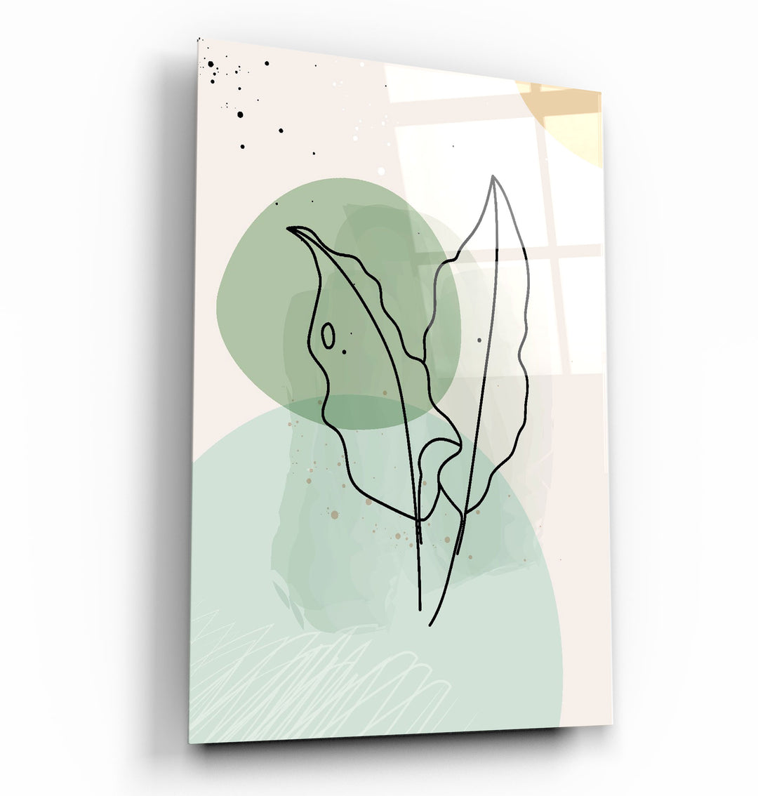 ・"Abstract Shapes and Leaves V1"・Glass Wall Art | Artdesigna Glass Printing Wall Arts.