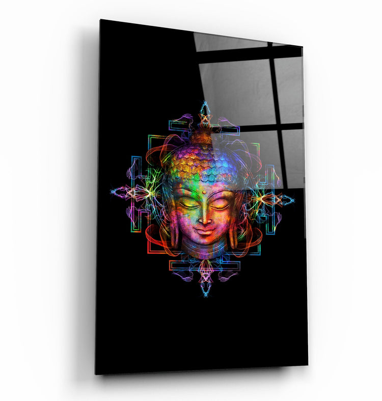 ・"Rainbow Buddha"・Glass Wall Art | Artdesigna Glass Printing Wall Arts.