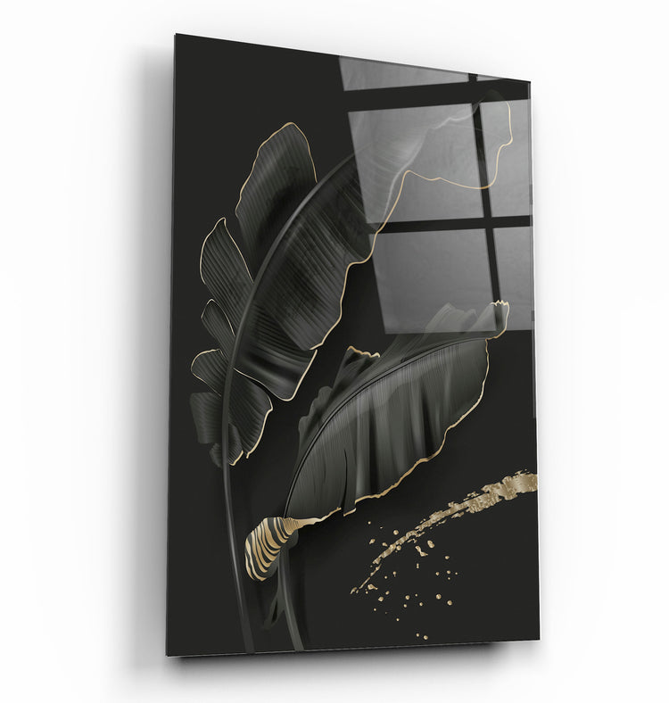 ・"Black and Gold Feather"・Glass Wall Art | Artdesigna Glass Printing Wall Arts.