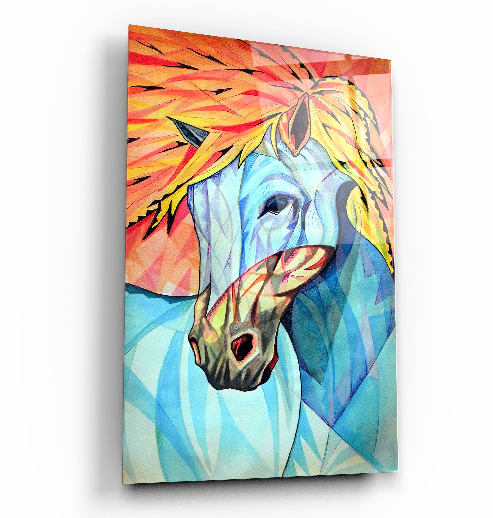 ・"Cool Horse"・Glass Wall Art | Artdesigna Glass Printing Wall Arts.