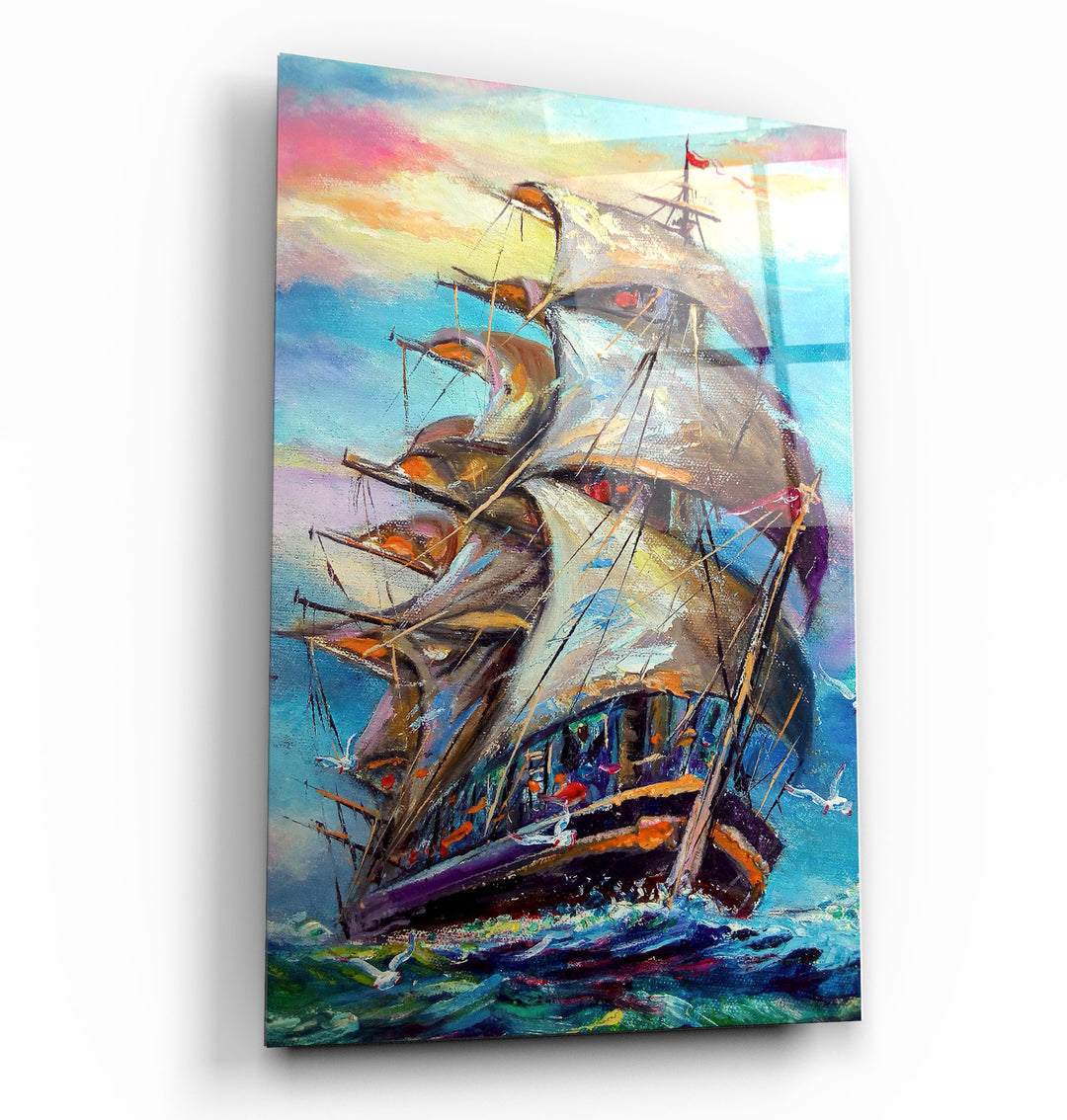 ・"Galleon"・Glass Wall Art | Artdesigna Glass Printing Wall Arts.