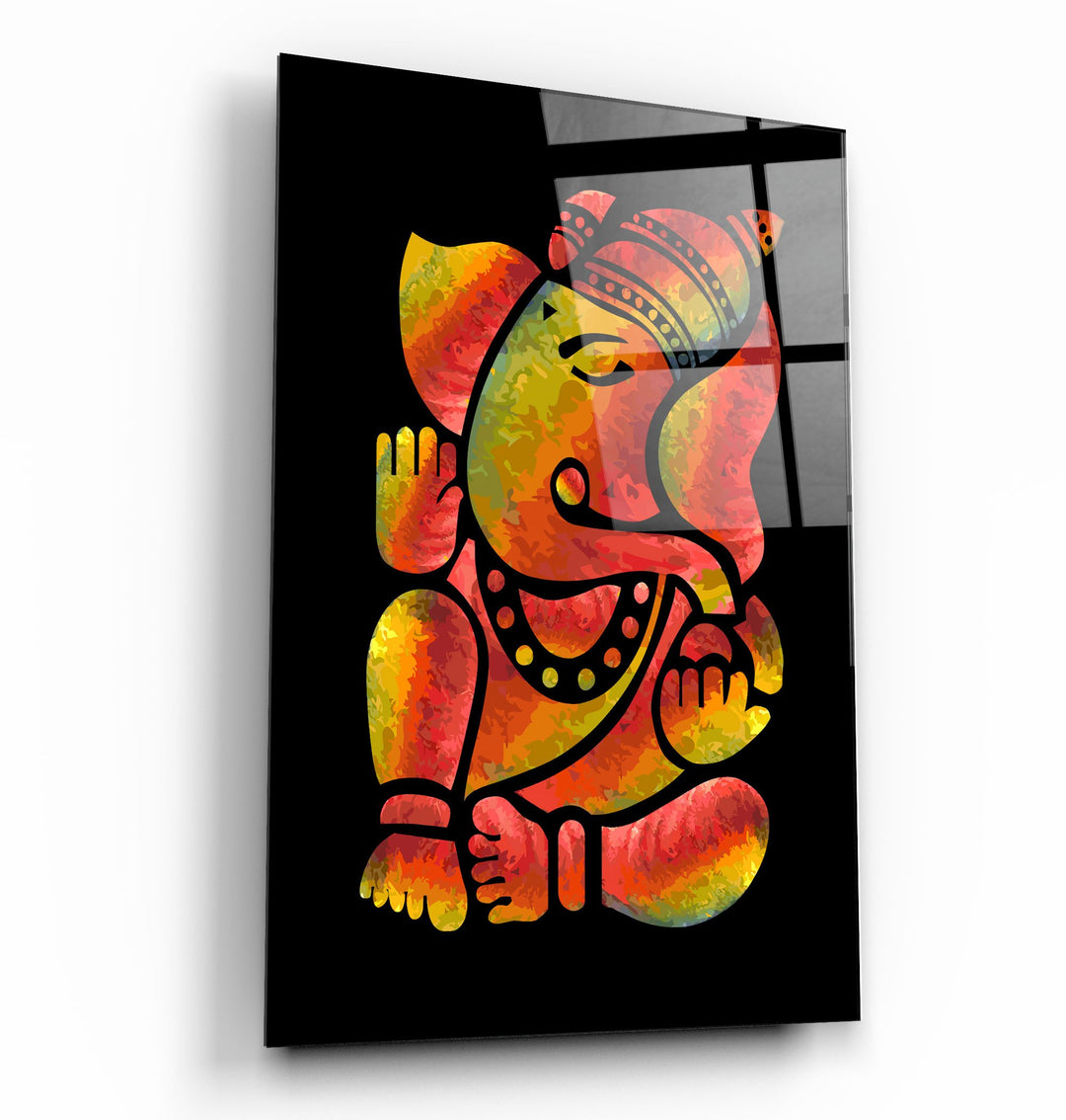 ・"Ganesha"・Glass Wall Art | Artdesigna Glass Printing Wall Arts.