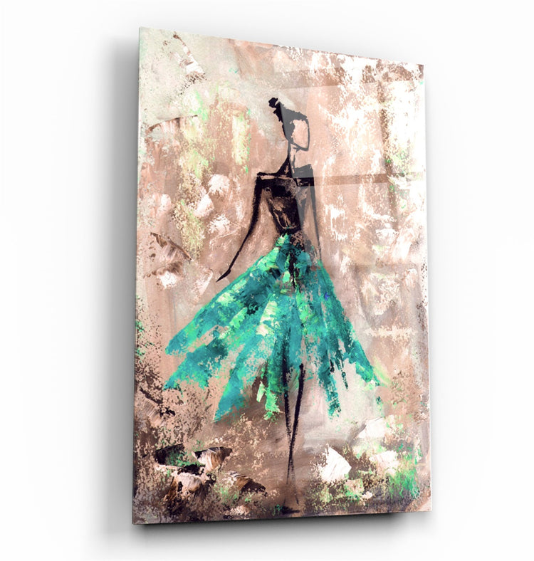 ・"Ballerina (Green)"・Glass Wall Art | Artdesigna Glass Printing Wall Arts.