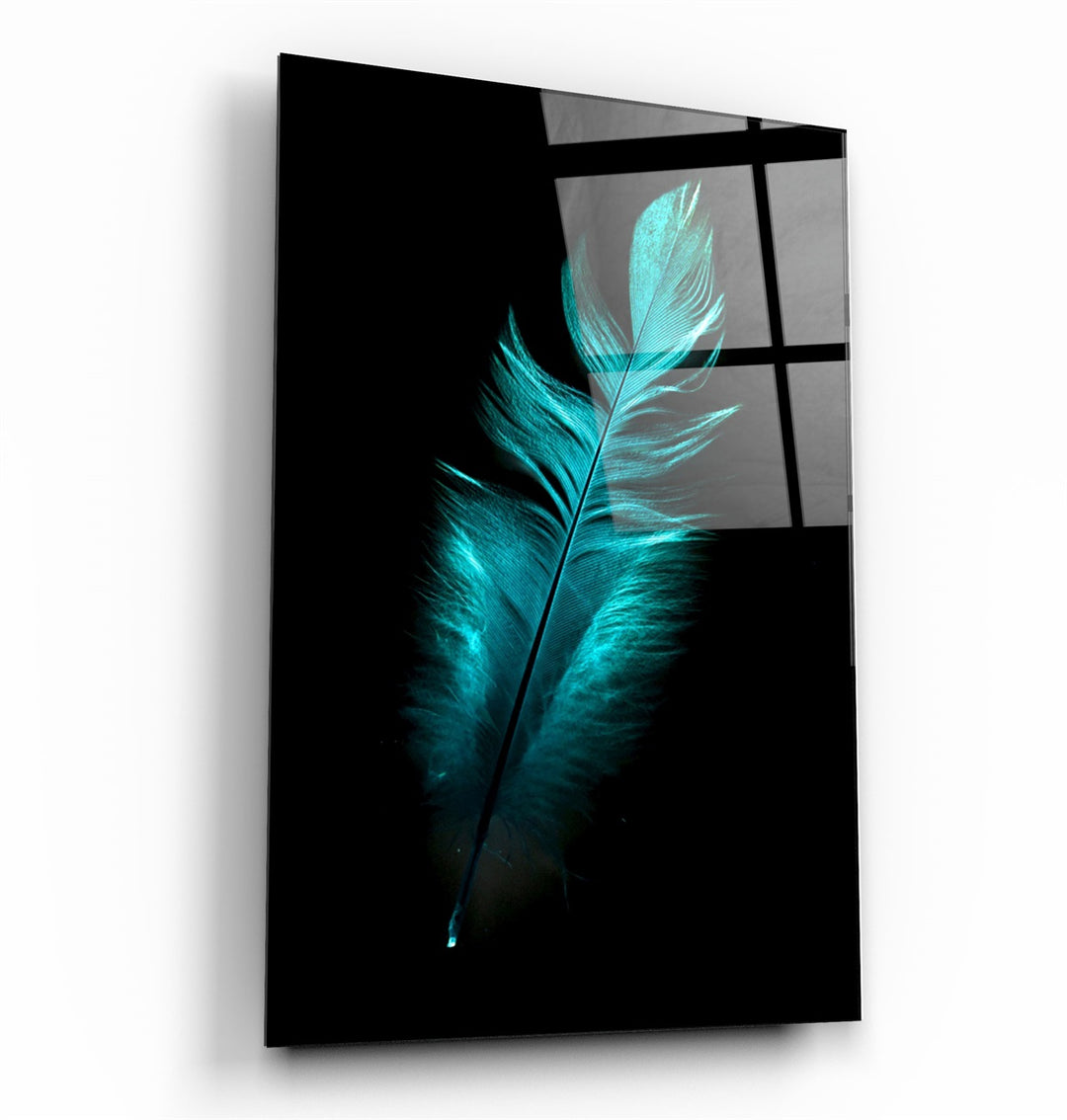 ・"Green Feather"・Glass Wall Art | Artdesigna Glass Printing Wall Arts.