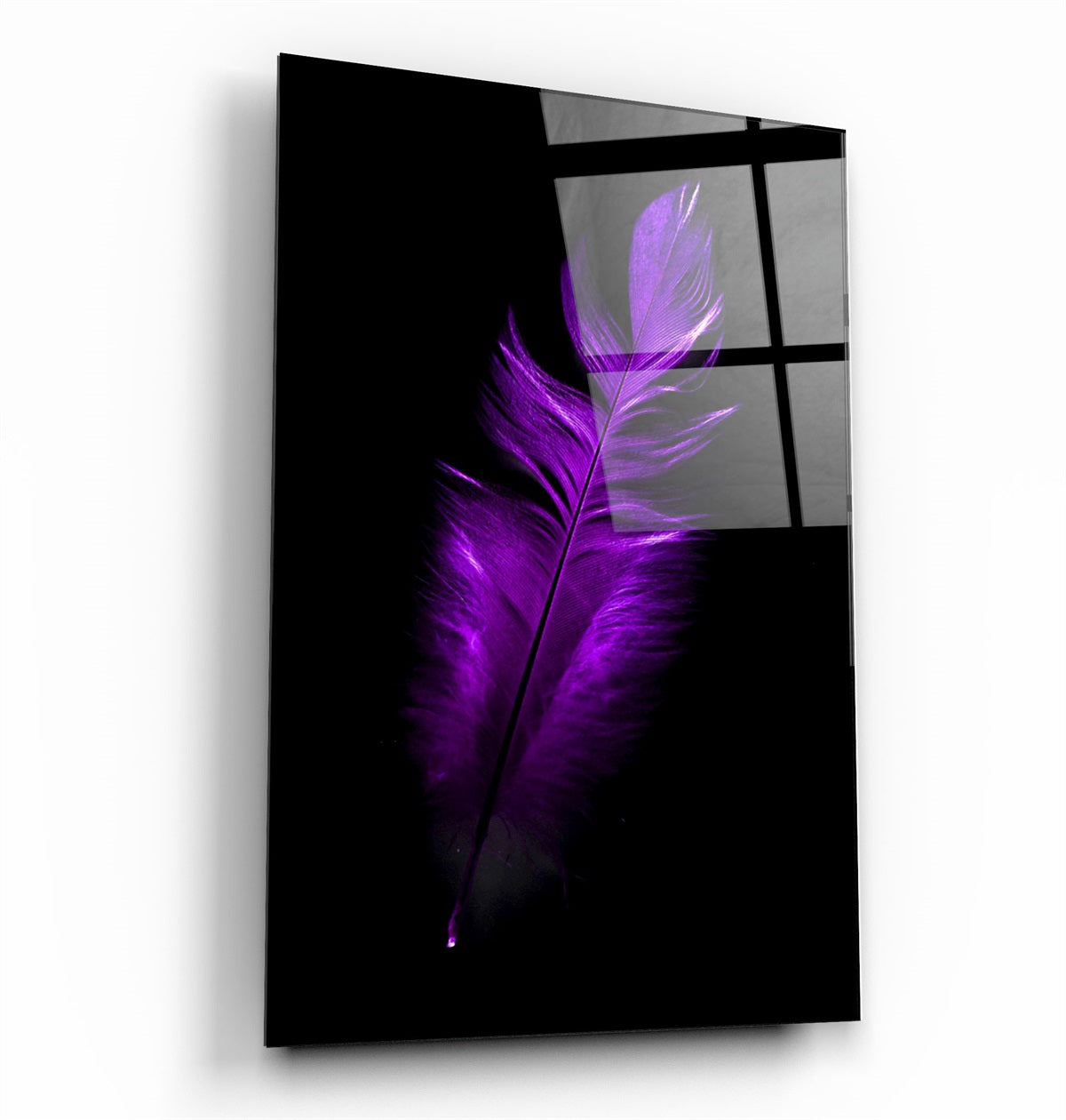 ・"Purple Feather"・Glass Wall Art | Artdesigna Glass Printing Wall Arts.